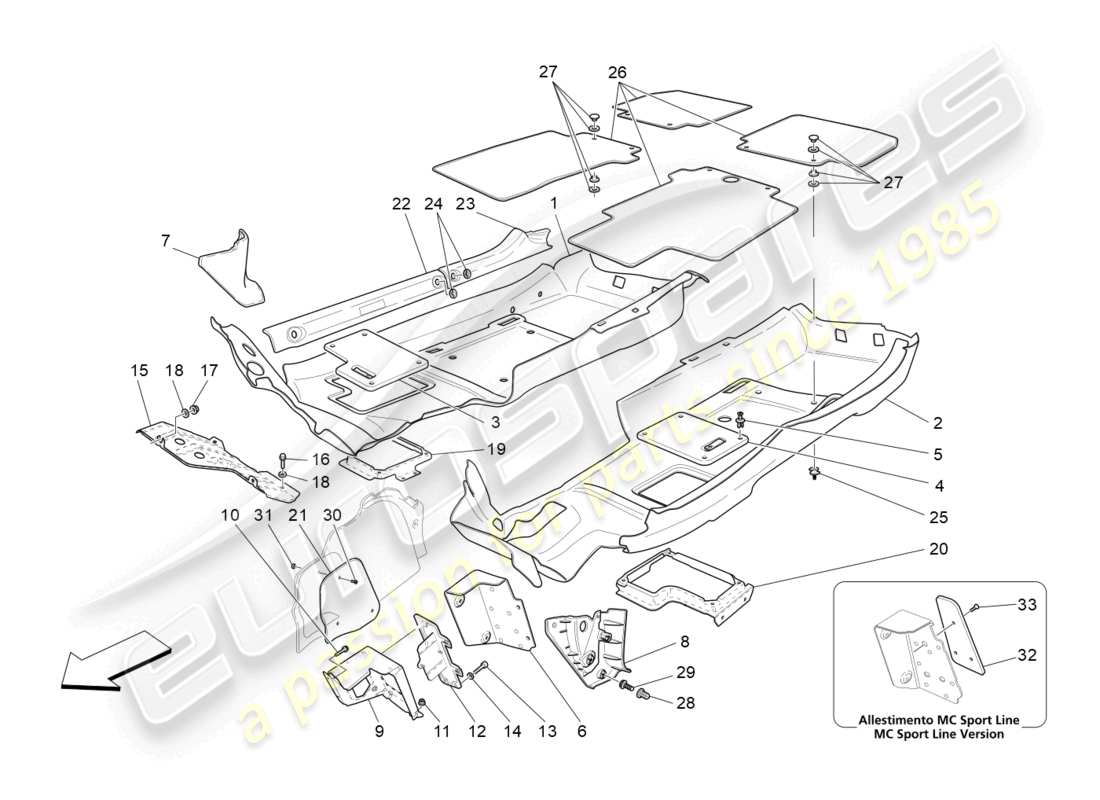maserati grancabrio mc (2013) passenger compartment mats part diagram