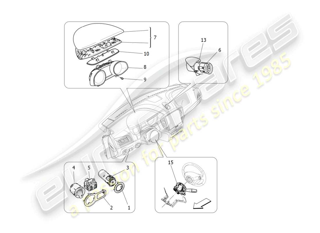 maserati ghibli (2014) dashboard devices parts diagram
