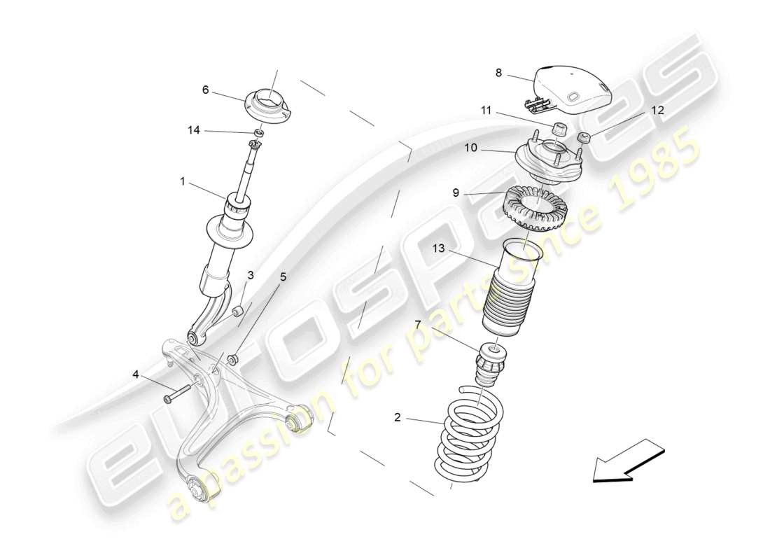 maserati ghibli (2014) front shock absorber devices parts diagram