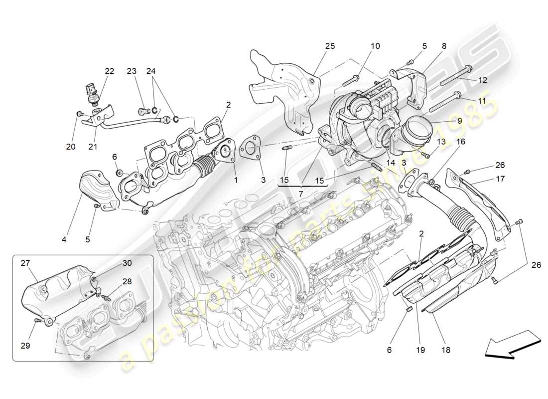 maserati levante (2019) turbocharging system: equipments parts diagram