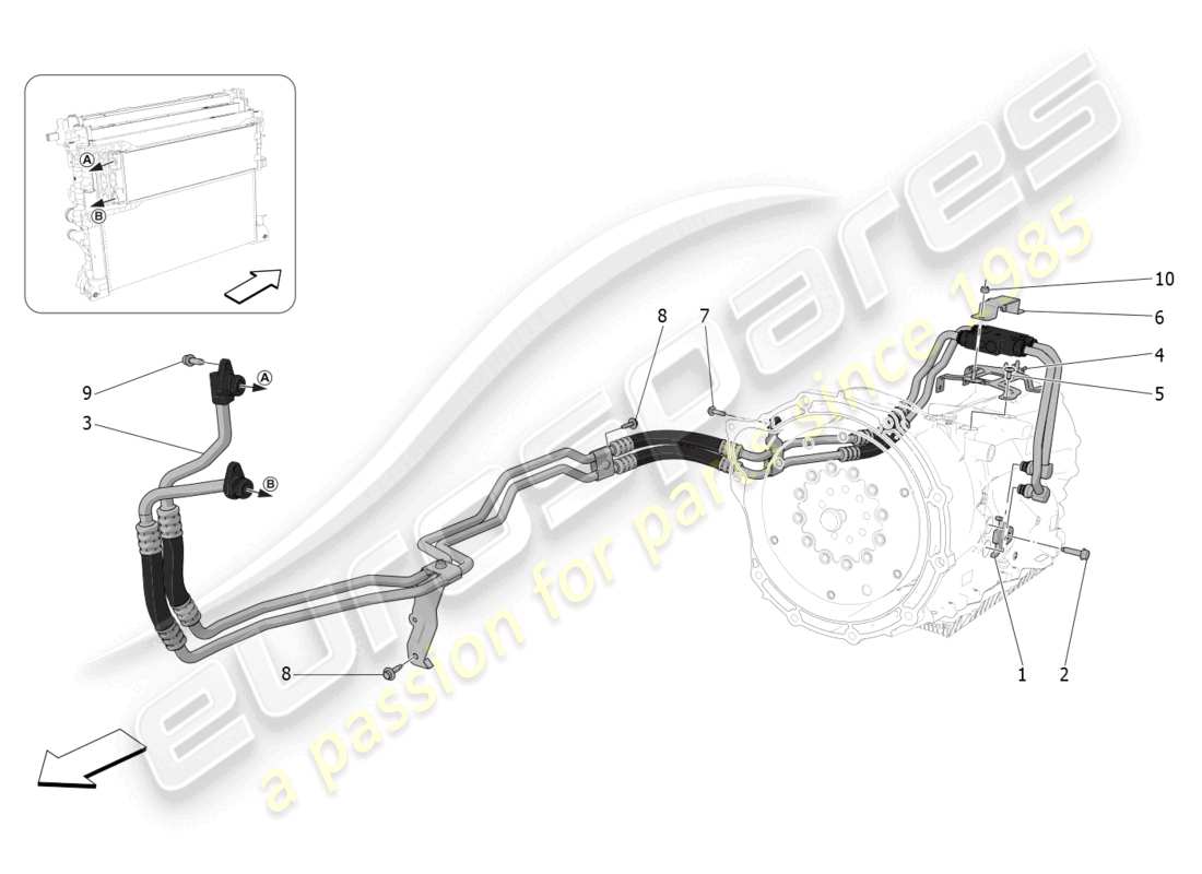 maserati grecale gt (2023) lubrication and gearbox oil cooling parts diagram