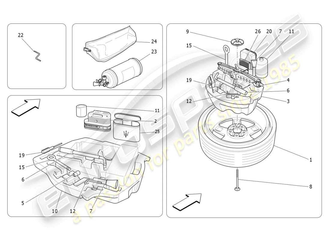 a part diagram from the maserati ghibli (2017 onwards) parts catalogue