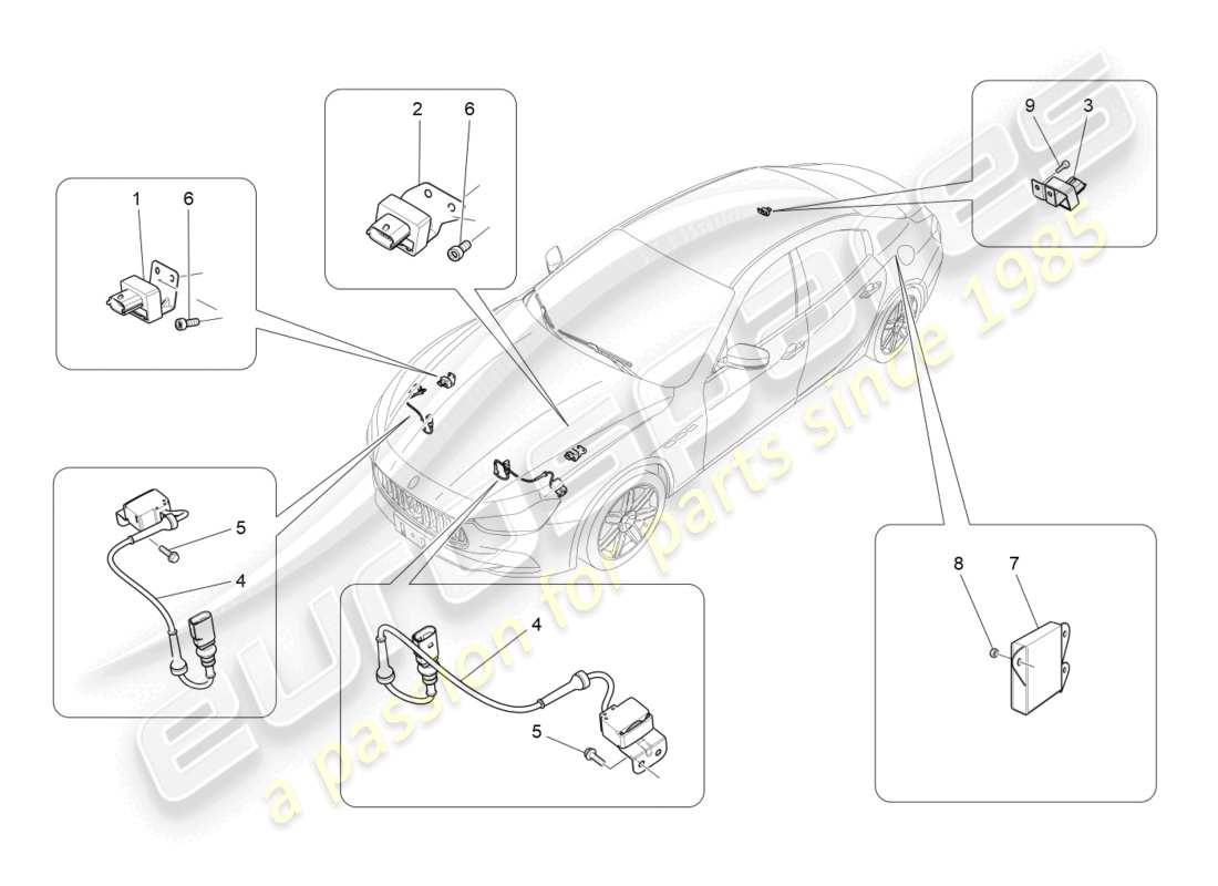 maserati ghibli (2014) electronic control (suspension) parts diagram