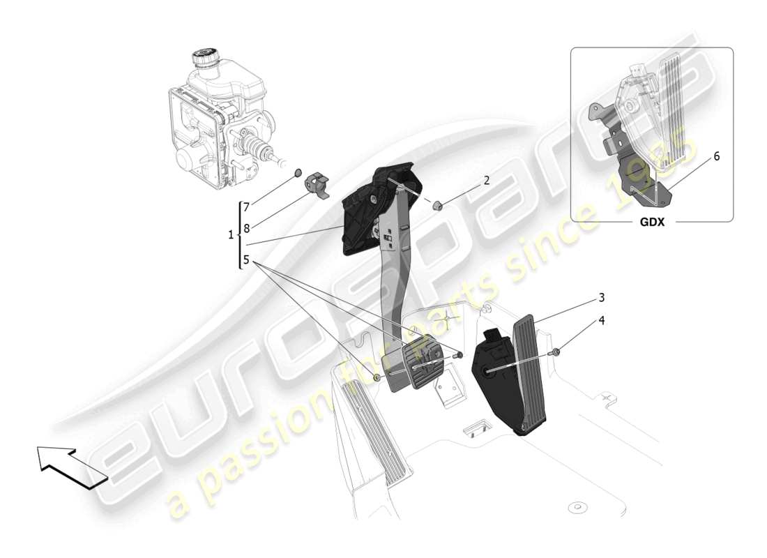 maserati mc20 (2022) complete pedal board unit part diagram