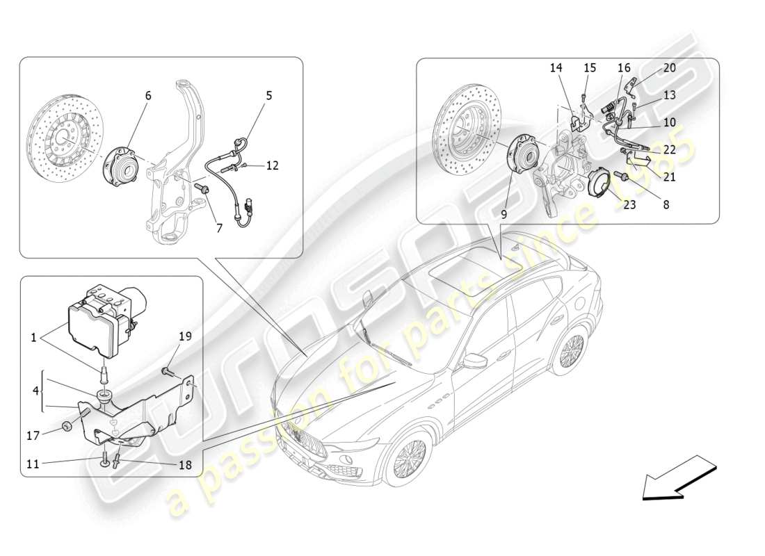 maserati levante (2019) braking control systems parts diagram