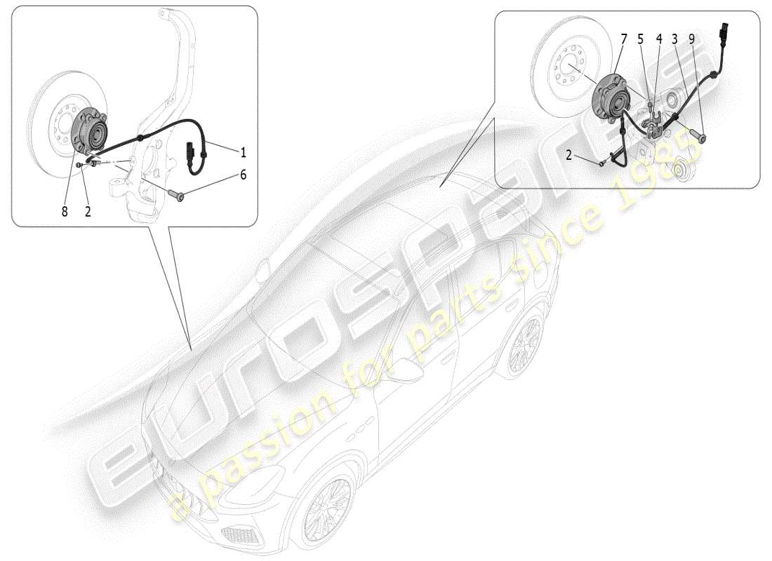 maserati grecale modena (2023) braking control systems part diagram