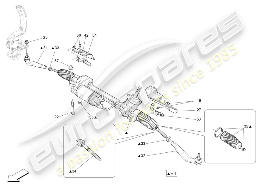maserati levante modena (2022) complete steering rack unit part diagram