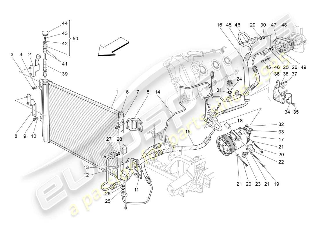 maserati grancabrio mc (2013) a/c unit: engine compartment devices part diagram