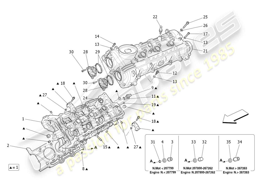 maserati ghibli (2018) lh cylinder head part diagram