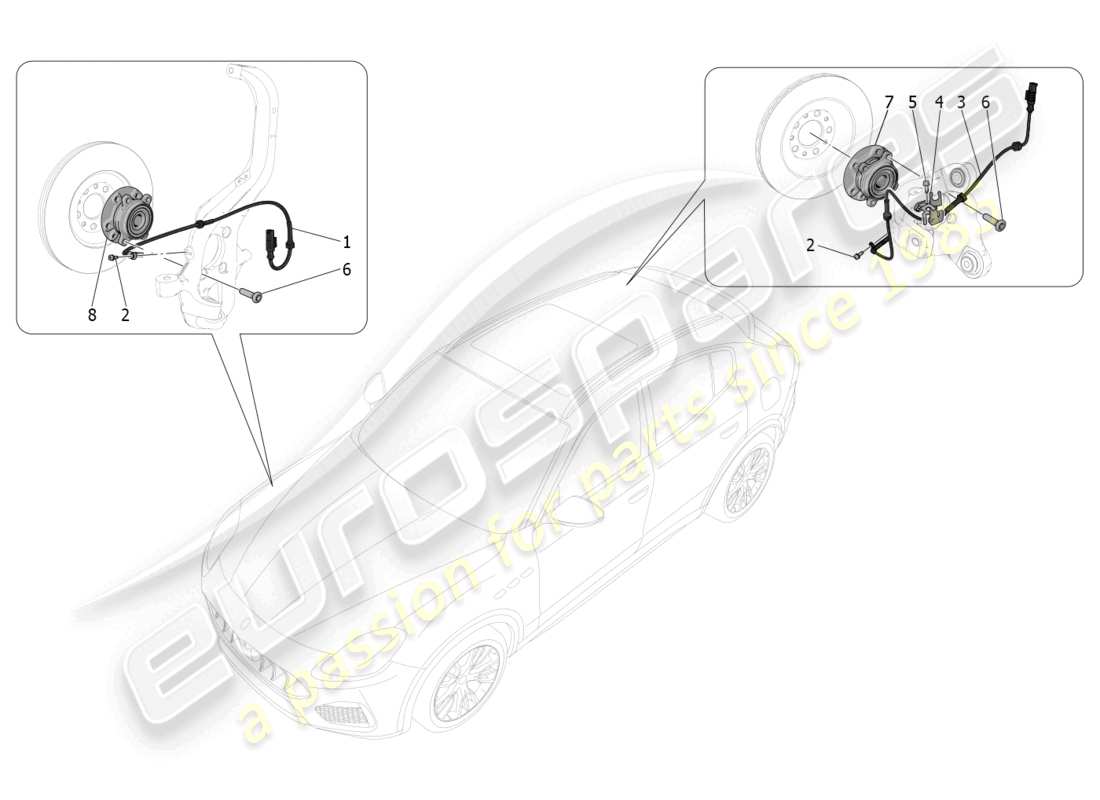 maserati grecale gt (2023) braking control systems parts diagram