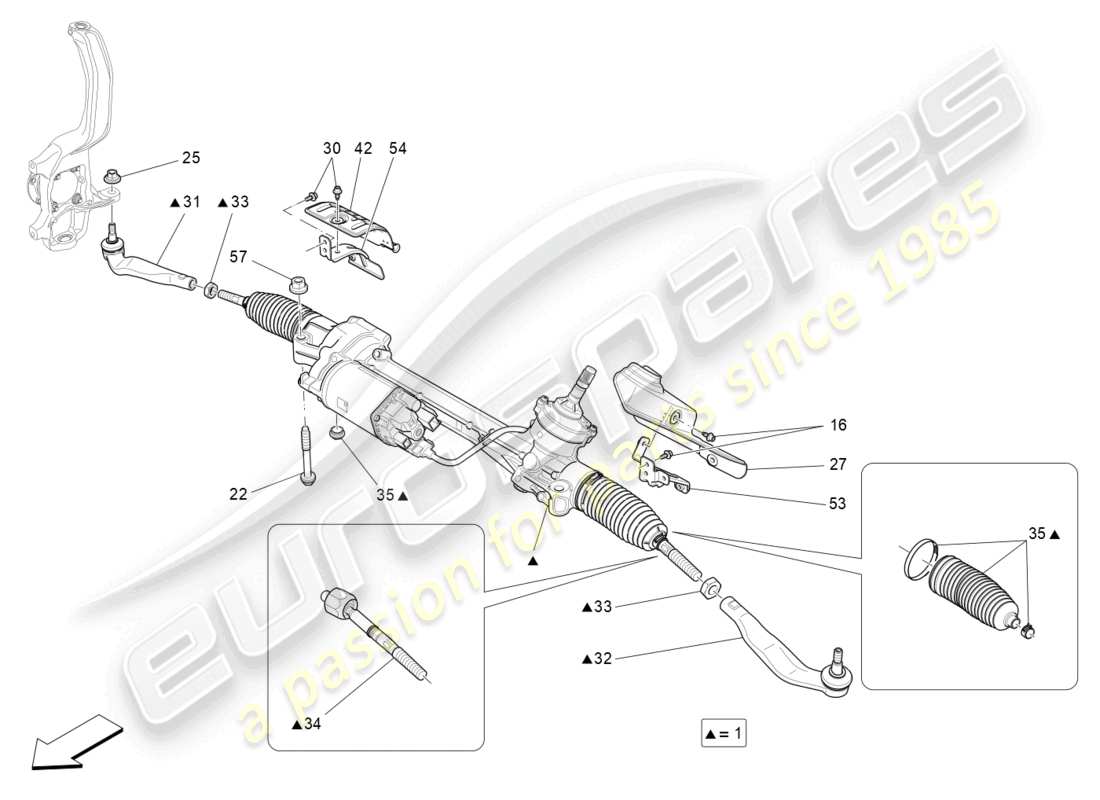 maserati levante (2020) complete steering rack unit part diagram