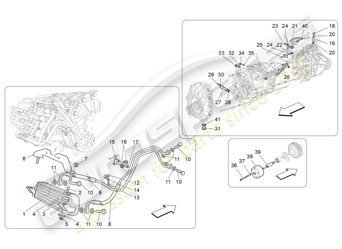 maserati granturismo mc stradale (2012) lubrication and gearbox oil cooling part diagram