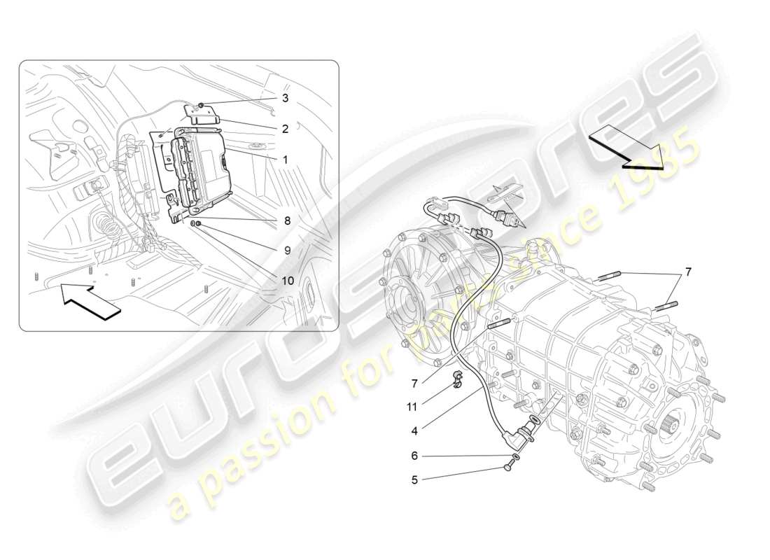 maserati granturismo mc stradale (2011) electronic control (gearbox) part diagram