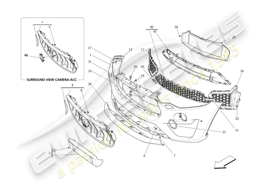 maserati levante zenga (2020) front bumper part diagram