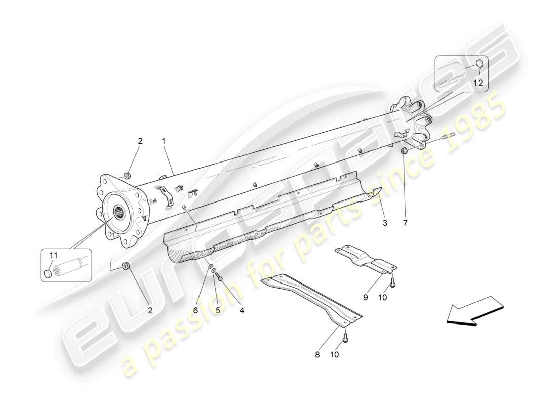 maserati granturismo mc stradale (2011) transmission shaft part diagram