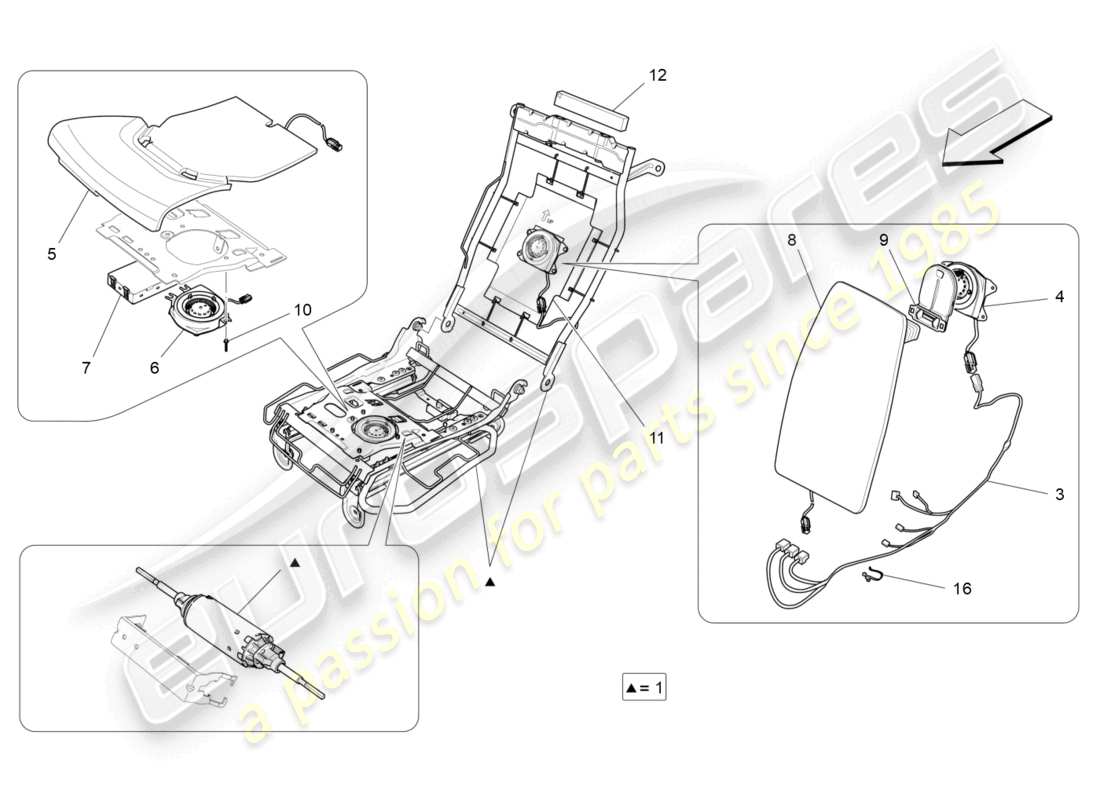 a part diagram from the maserati quattroporte m156 (2017 onwards) parts catalogue