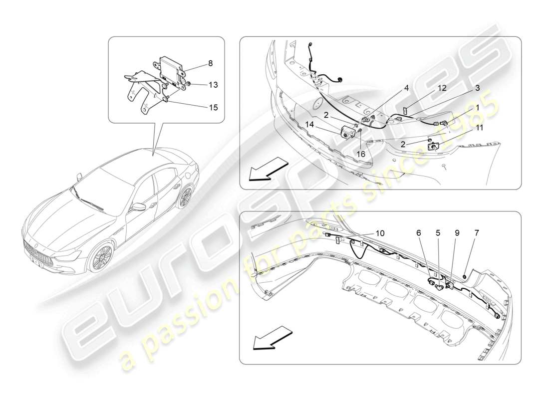 maserati ghibli (2016) parking sensors parts diagram