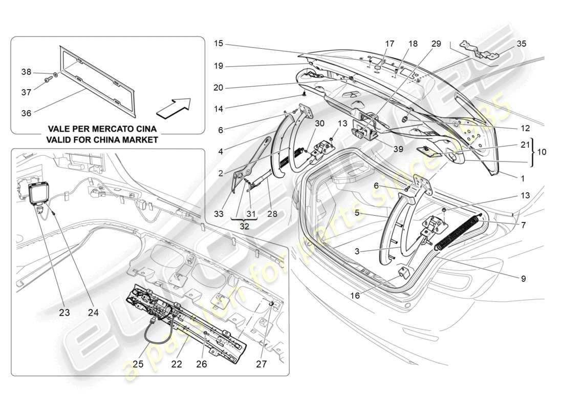 maserati ghibli (2016) rear lid parts diagram