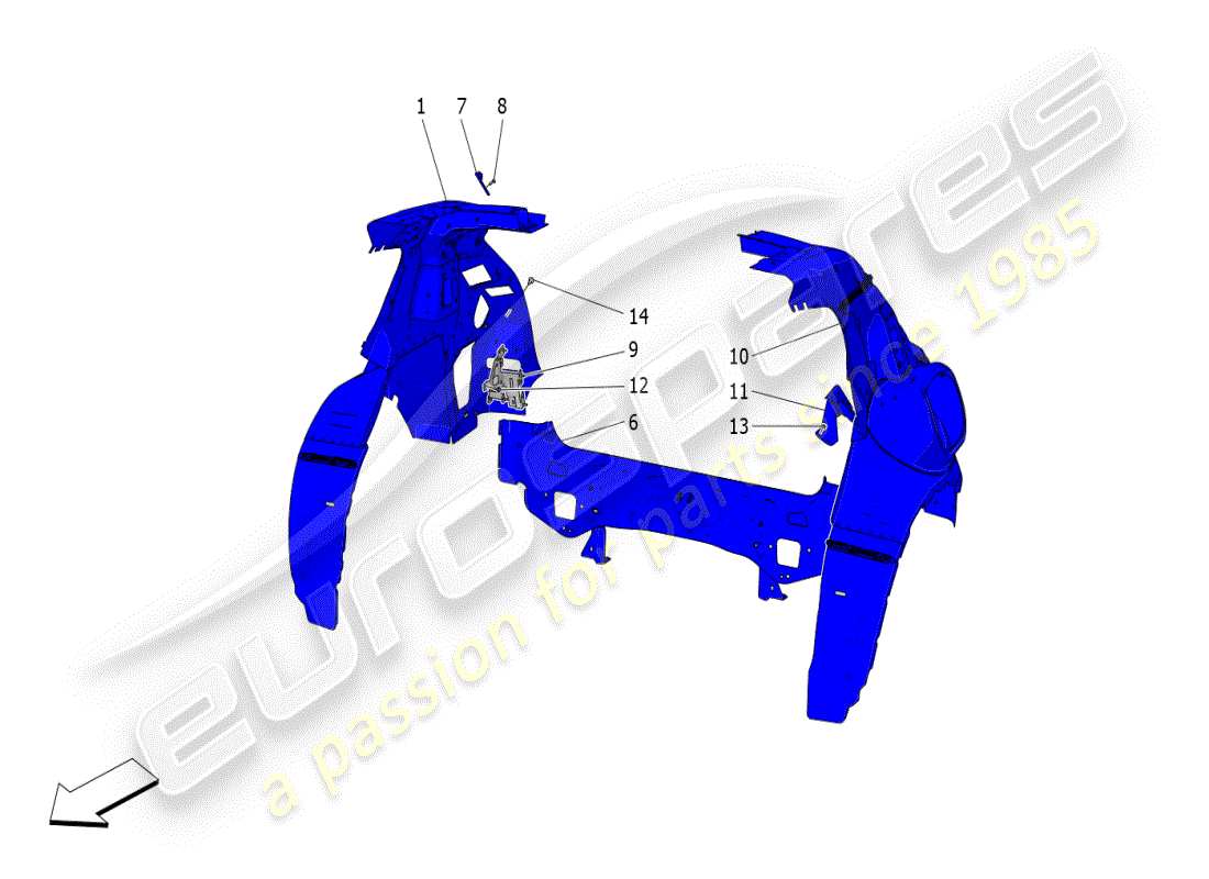 maserati grecale modena (2023) bodywork and rear outer trim panels part diagram