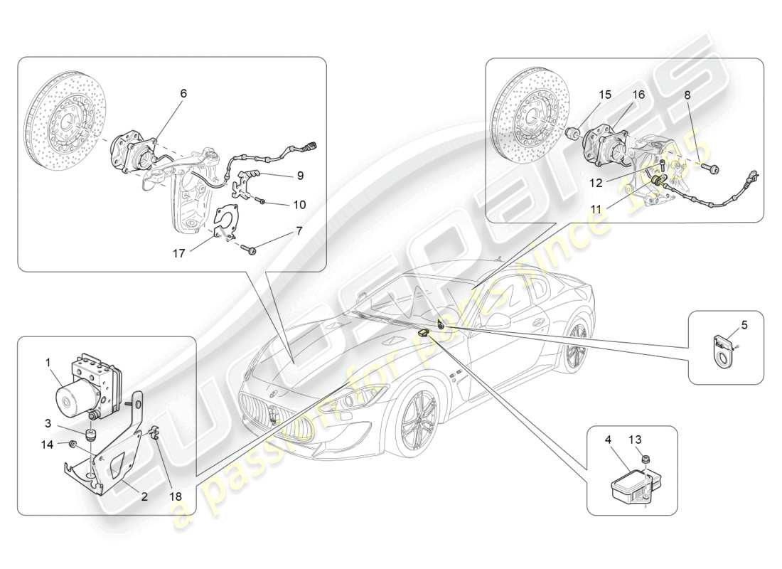 maserati granturismo mc stradale (2012) braking control systems part diagram