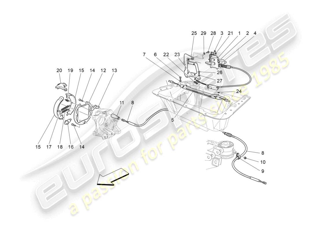 maserati granturismo mc stradale (2011) parking brake parts diagram