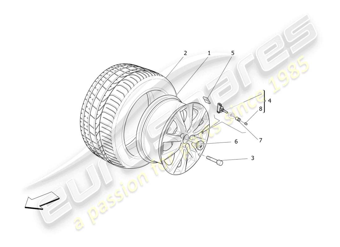 maserati levante gt (2022) wheels and tyres part diagram