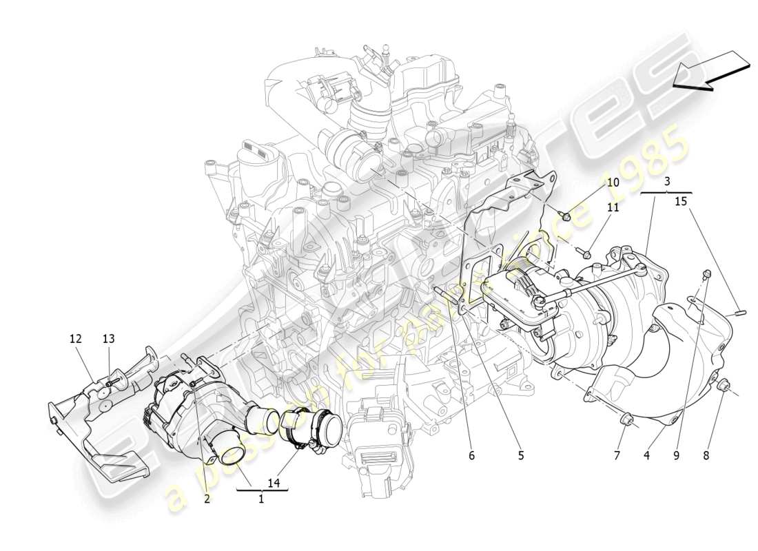 maserati levante gt (2022) turbocharging system: equipments part diagram