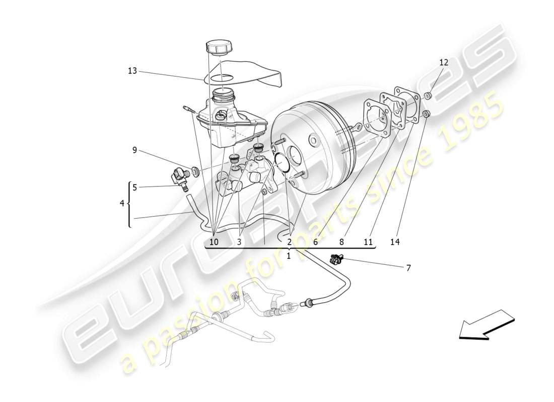 maserati ghibli (2014) brake servo system parts diagram