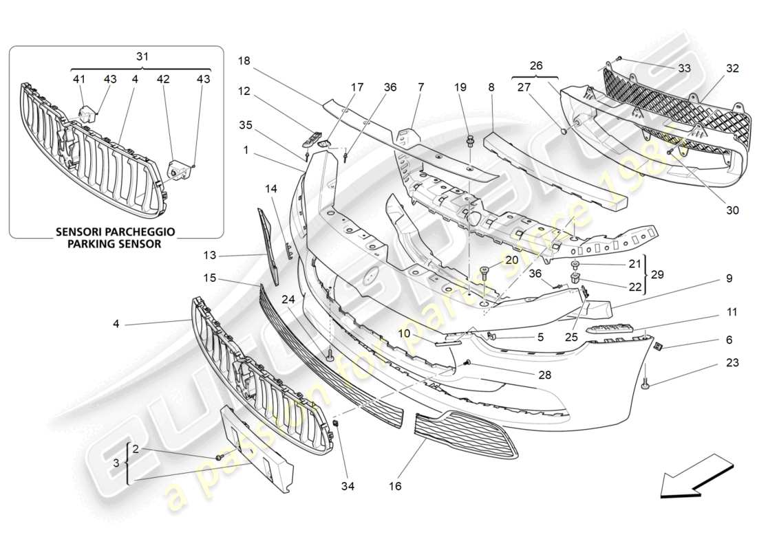 a part diagram from the maserati ghibli (2015) parts catalogue