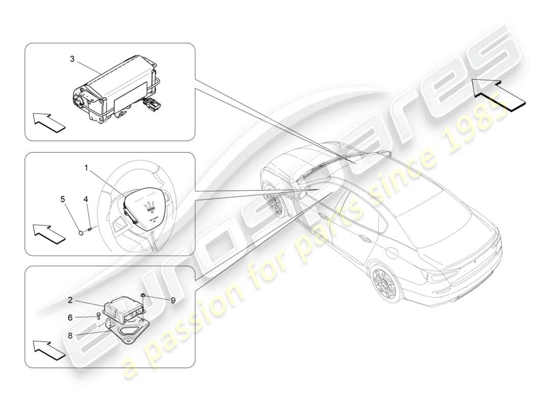 a part diagram from the maserati quattroporte m156 (2017 onwards) parts catalogue