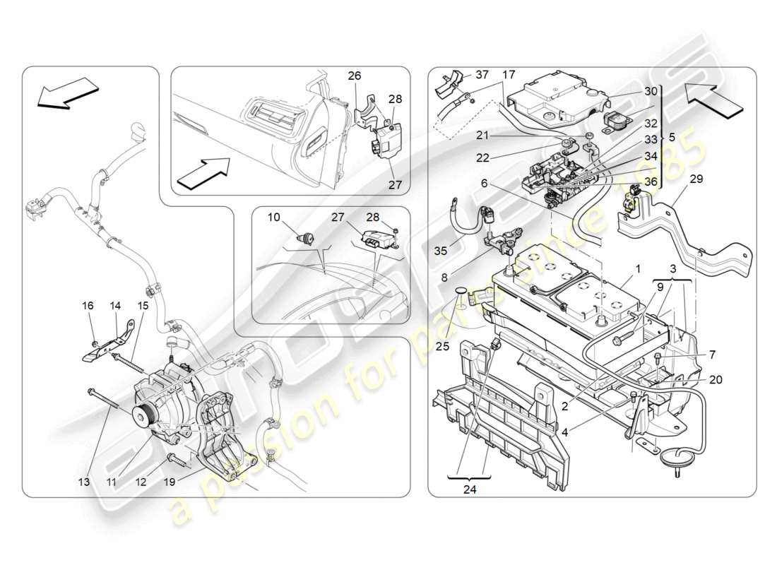 a part diagram from the maserati ghibli (2014) parts catalogue