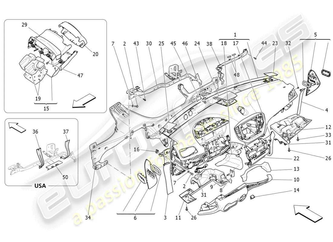 a part diagram from the maserati ghibli (2014-2016) parts catalogue