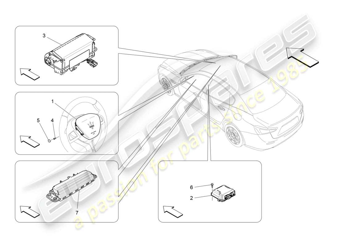 maserati ghibli (2014) front airbag system parts diagram