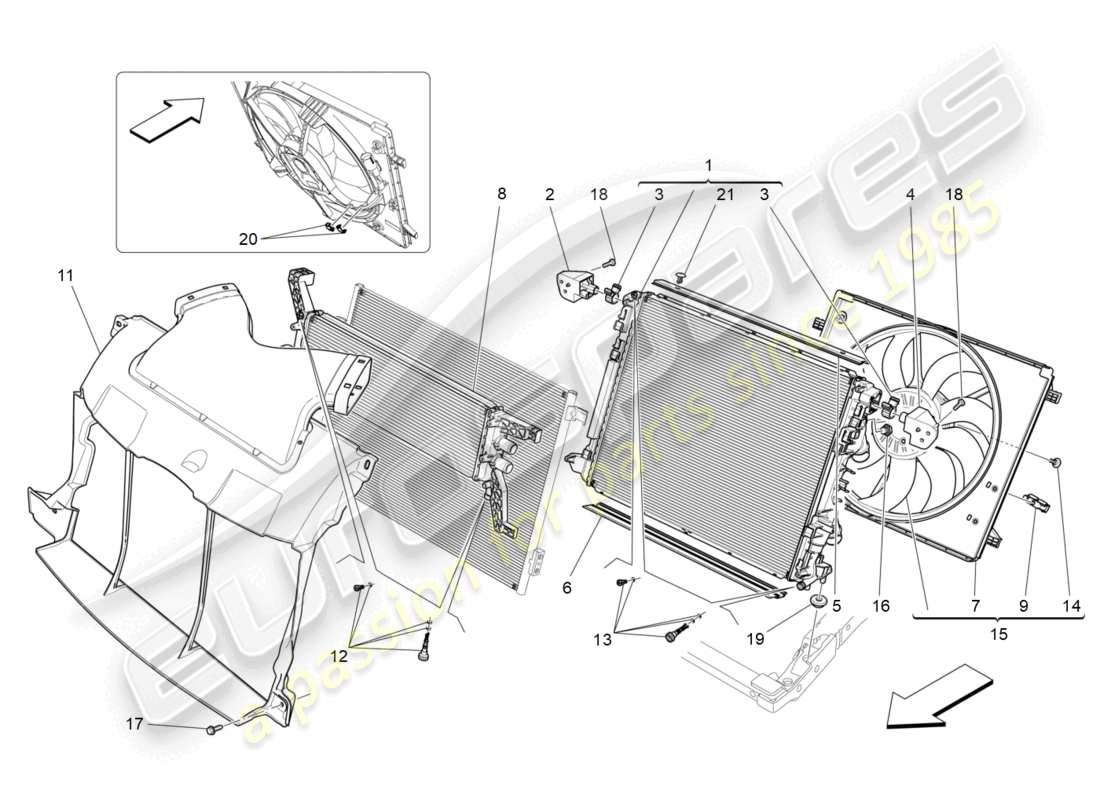 maserati ghibli (2014) cooling: air radiators and ducts part diagram