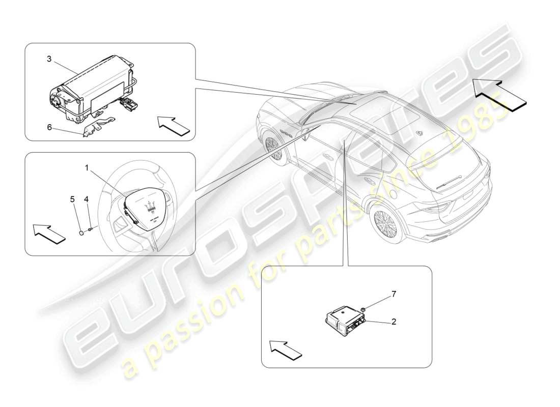 maserati levante trofeo (2020) front airbag system part diagram