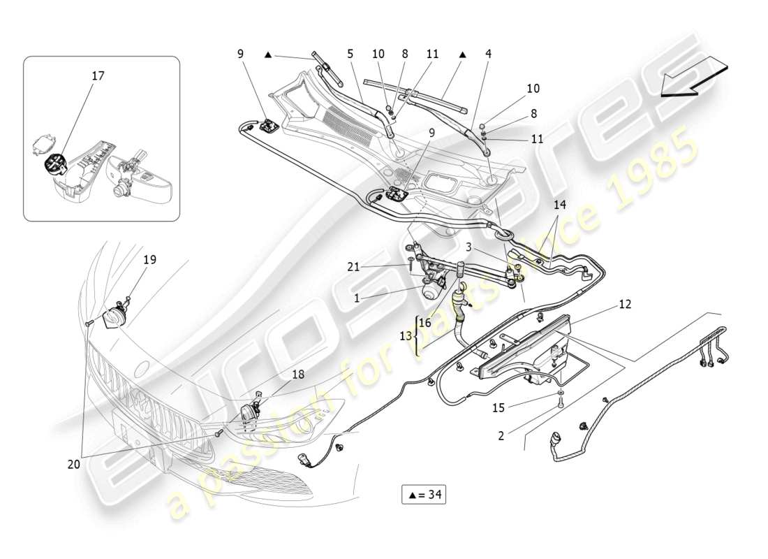 a part diagram from the maserati ghibli (2014-2016) parts catalogue