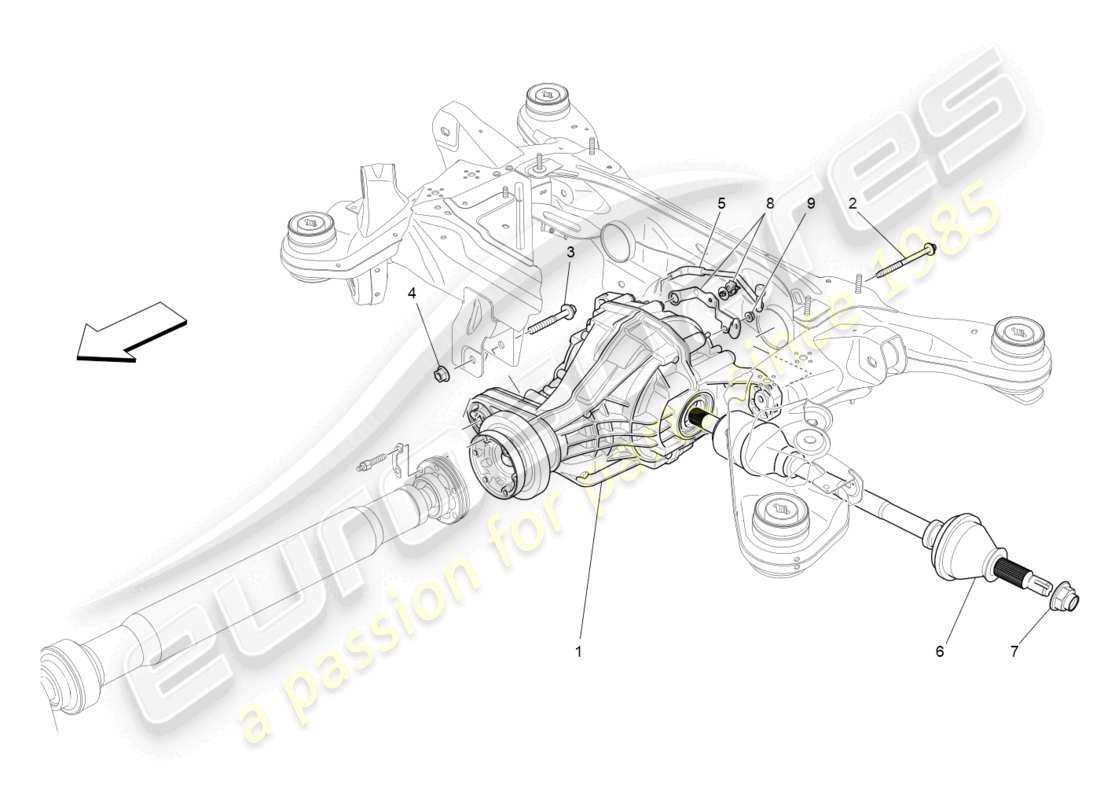 maserati levante (2018) differential and rear axle shafts part diagram