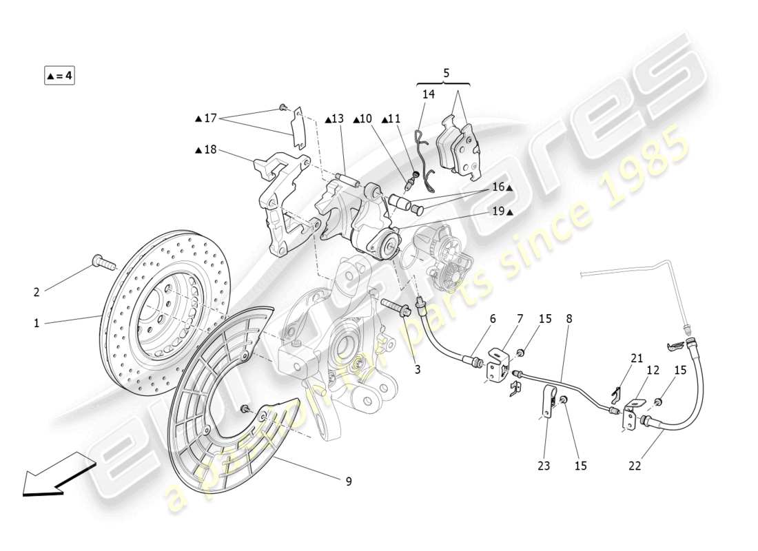 maserati levante trofeo (2020) braking devices on rear wheels parts diagram