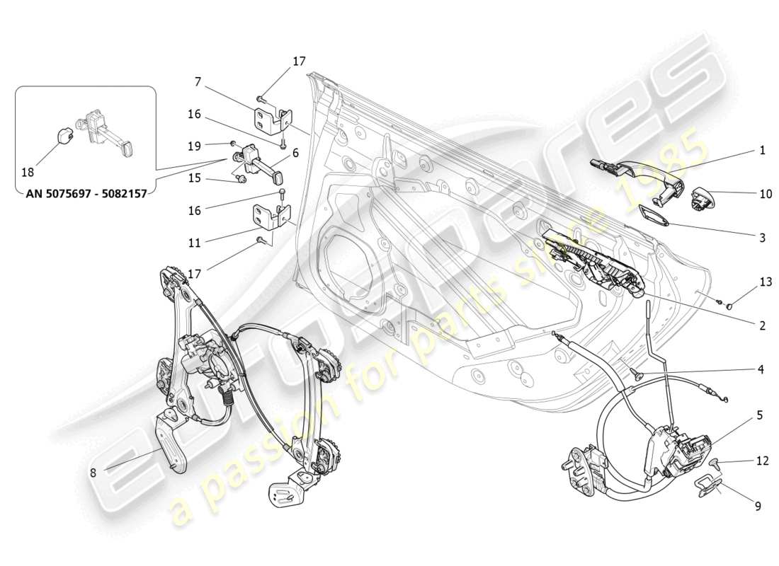 maserati ghibli (2018) rear doors: mechanisms part diagram