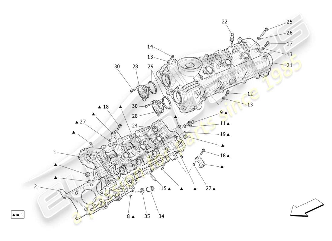 maserati levante gt (2022) lh cylinder head part diagram
