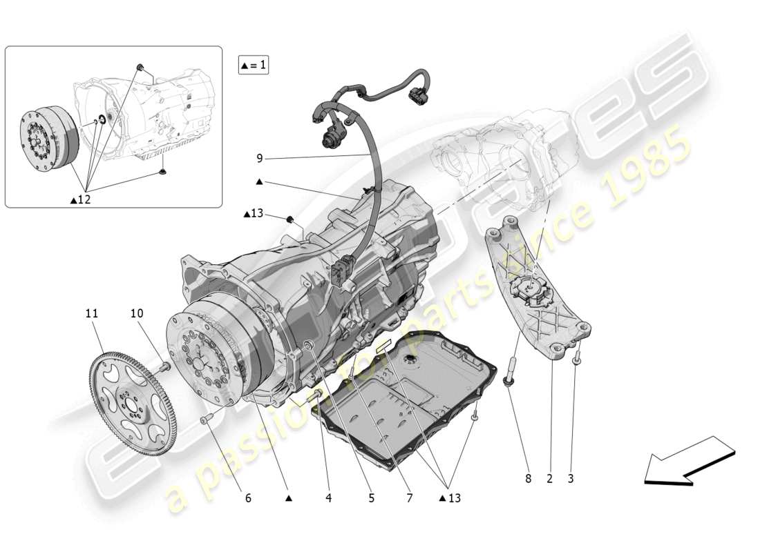 maserati grecale gt (2023) gearbox housings parts diagram