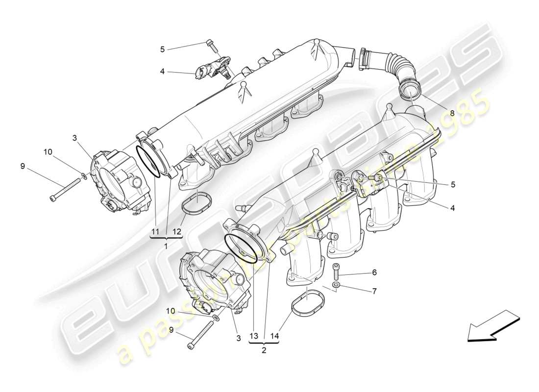 maserati levante trofeo (2020) intake manifold and throttle body part diagram
