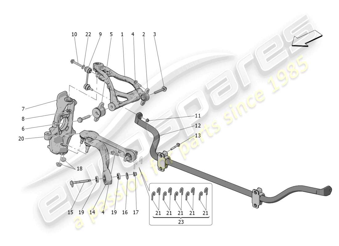 maserati mc20 (2022) front suspension parts diagram