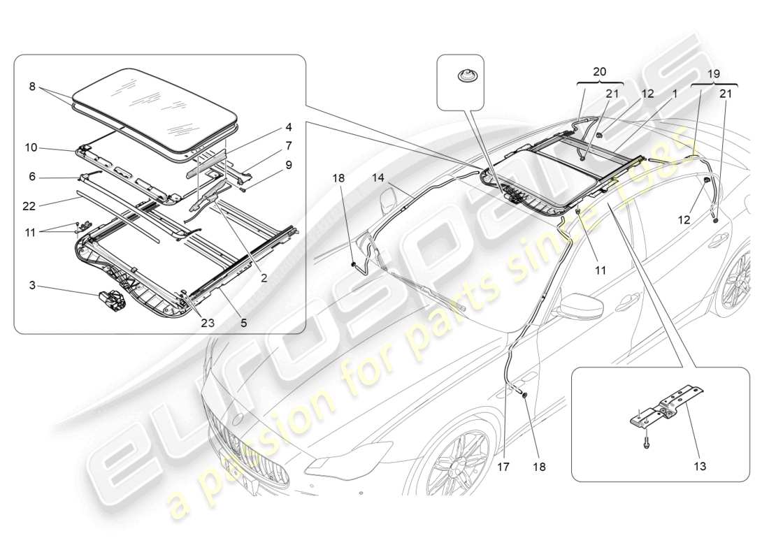 a part diagram from the maserati quattroporte m156 (2017 onwards) parts catalogue