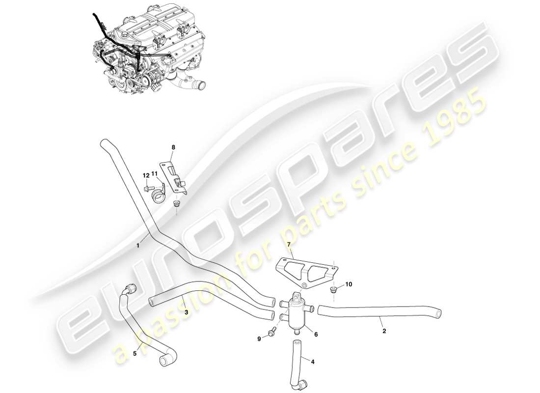 aston martin one-77 (2011) oil breather tubing part diagram