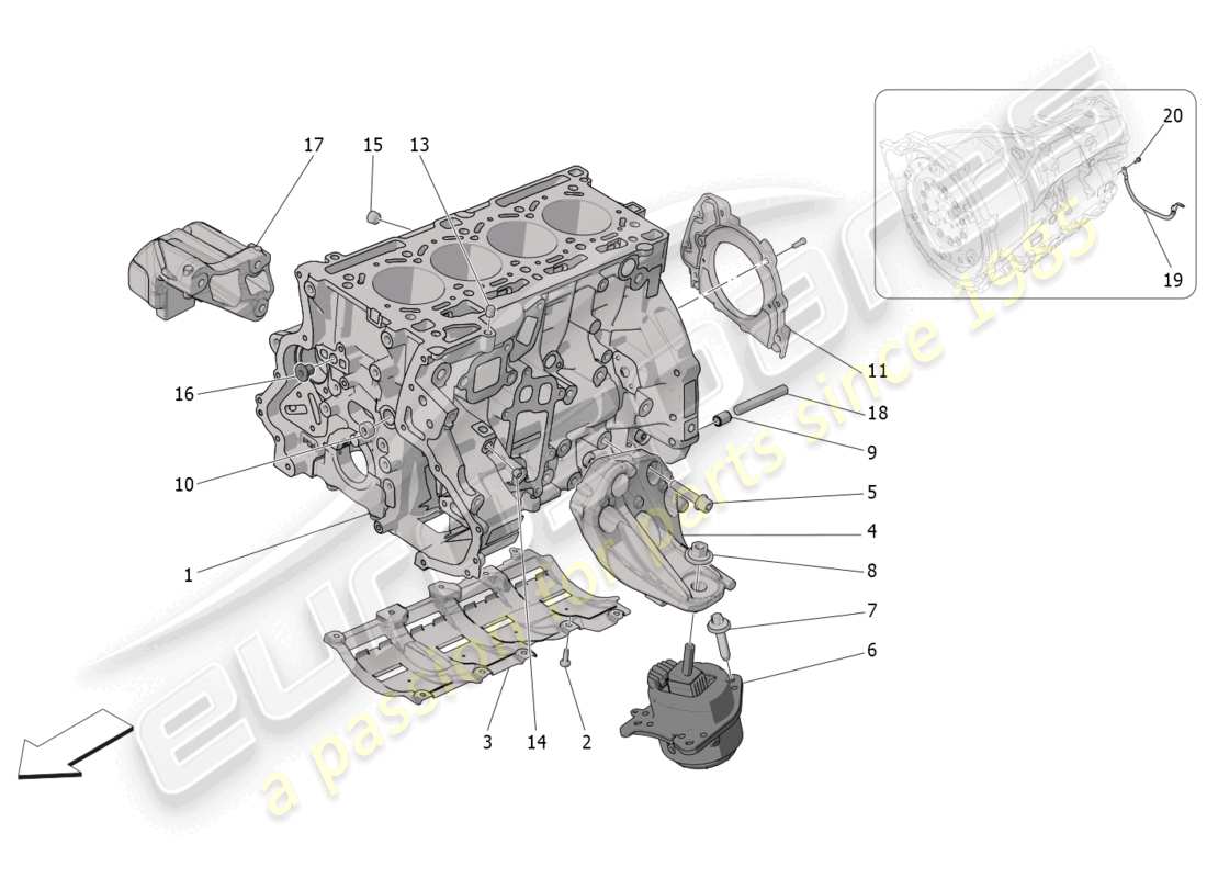 maserati grecale gt (2023) crankcase parts diagram