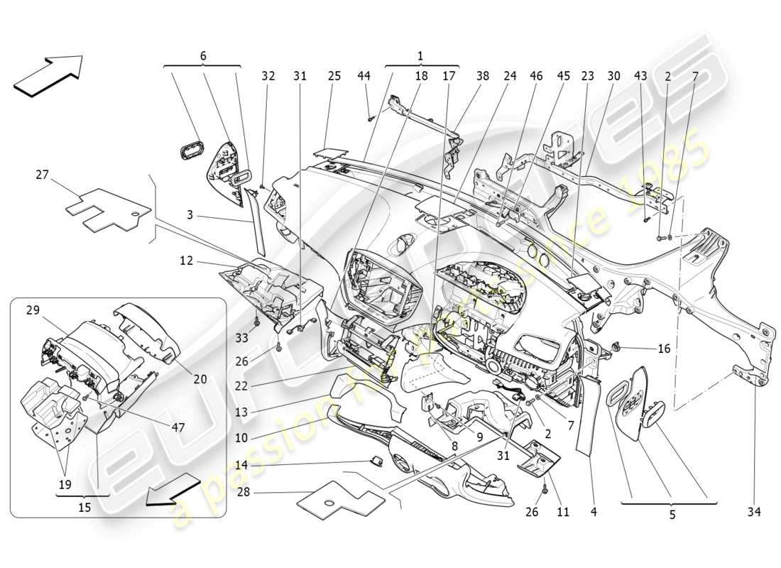 maserati ghibli (2016) dashboard unit parts diagram