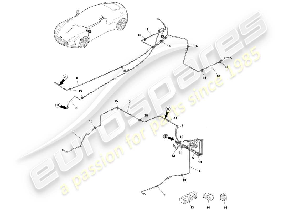 aston martin one-77 (2011) brake lines & hoses, lhd part diagram