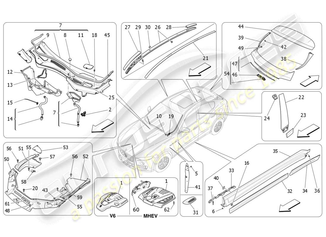 a part diagram from the maserati levante gt (2022) parts catalogue