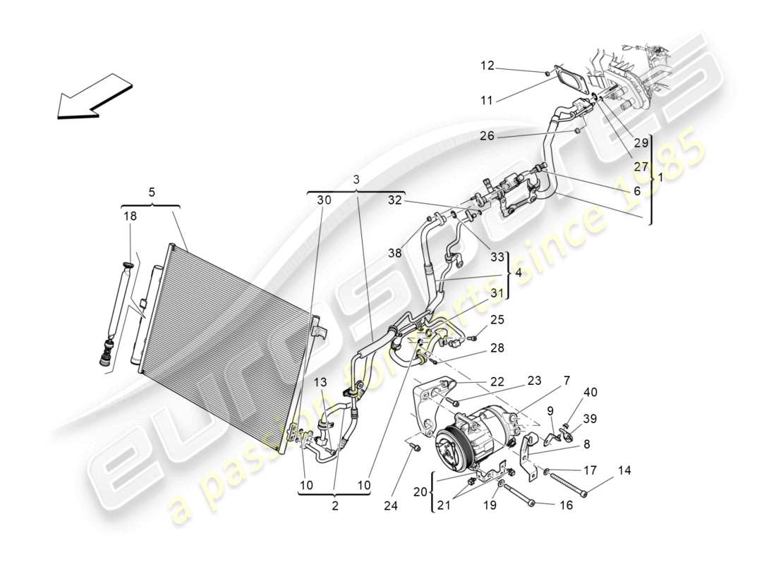 maserati ghibli (2014) a/c unit: engine compartment devices parts diagram